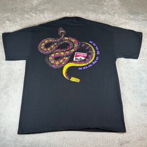 Vintage 90s Marlboro Adventure Team Snake Pass T-Shirt Men's XL Black Pocket USA